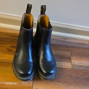 Dr. Martens Black Chelsea Boots with Yellow Stitching